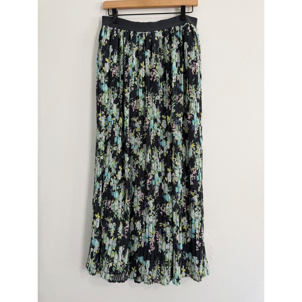 LC Lauren Conrad - Dark Floral Pleated Maxi Skirt Women's Size M